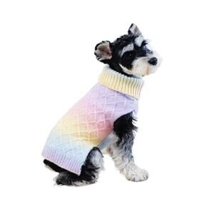 Dog Sweater in Pastels with Turtleneck - Pet Apparel - Size Medium